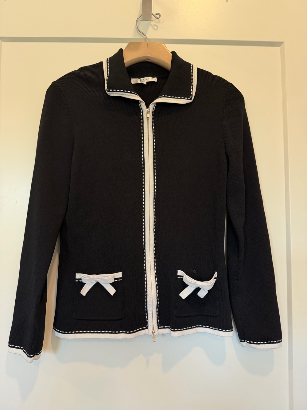 Vertigo Paris Bow Accent Lady Jacket Old Money Preppy Quiet Luxury Chic size M